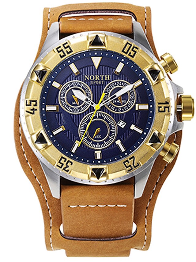  Herren Sportuhr Militäruhr Armbanduhr Quarz Charme Wasserdicht Kalender Kreativ Analog Gold Rotgold Schwarz / Zwei jahr / Echtes Leder / Japanisch