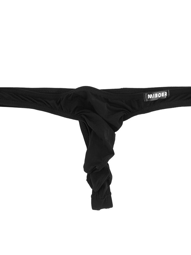  Men's G-string Underwear 1 PC Underwear Solid Colored Low Waist Erotic White Black Blue M L XL