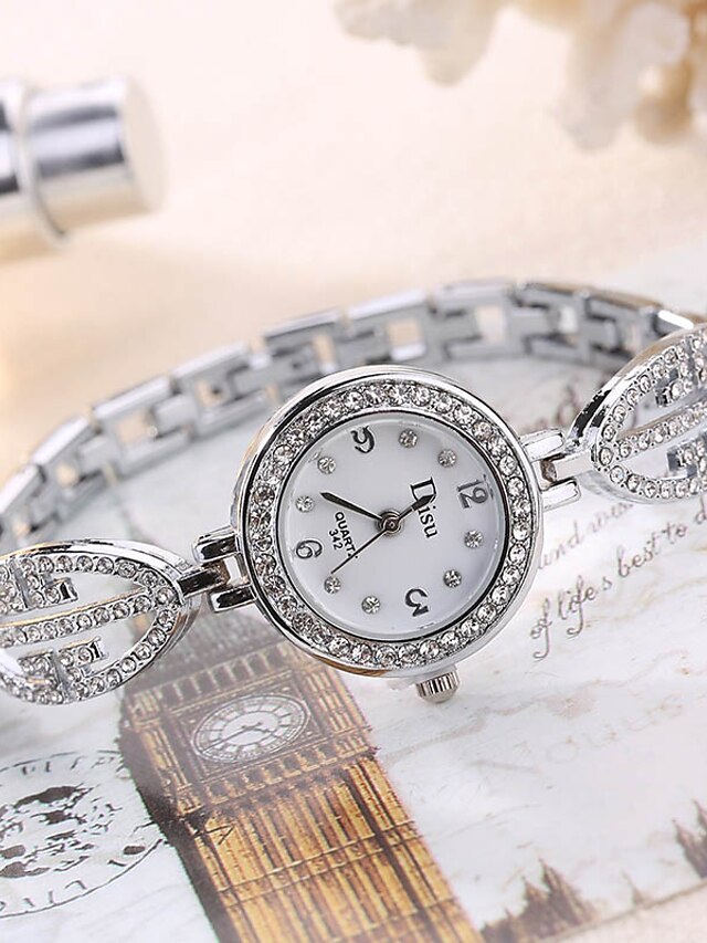  Mulheres Relógio Casual Relógio de Moda Relógio de Pulso Quartzo Prata Criativo Legal Analógico Amuleto Luxo Casual Elegante - Preto Branco