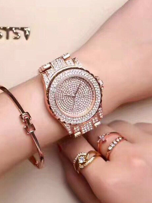  Women's Luxury Watches Wrist Watch Diamond Watch Quartz Stainless Steel Silver / Gold Cool Analog Ladies Casual Fashion - Gold Silver Rose One Year Battery Life / SSUO 377