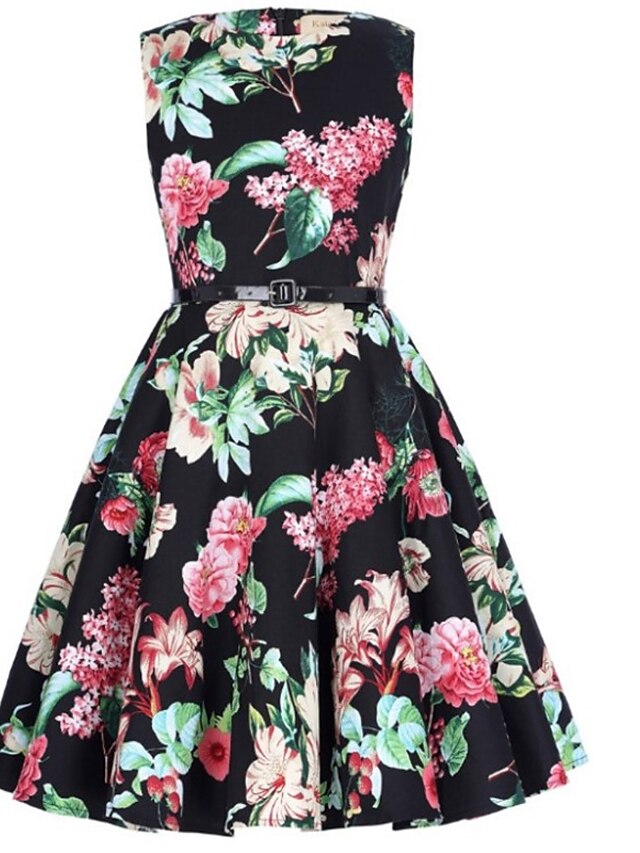  Women's Floral Patterns Daily Beach Holiday Vintage Sheath Swing Dress