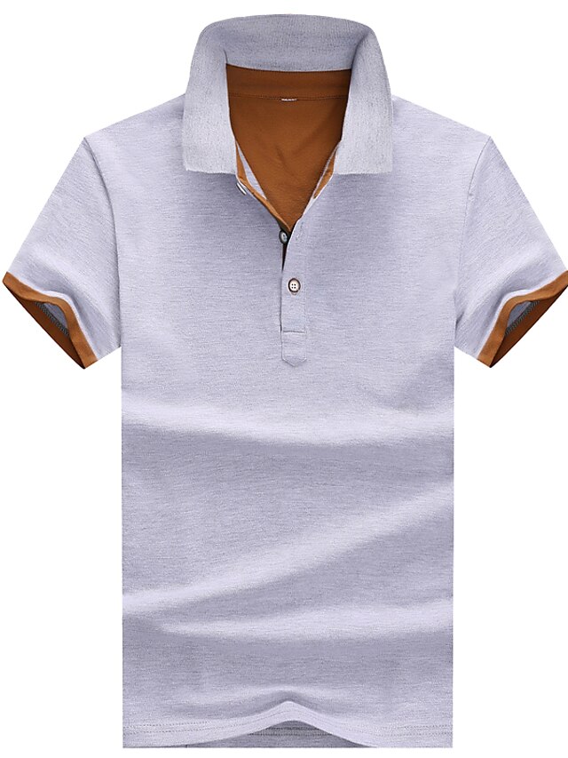  Homens Polo Fashion, Estampa Colorida Algodão Colarinho de Camisa