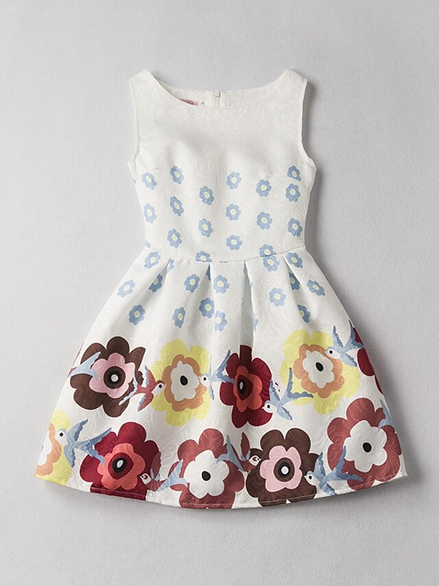  Mädchen' Ärmellos Jacquard 3D-gedruckte Grafik Kleider Blumen Kunstseide Kleid Sommer Bedruckt