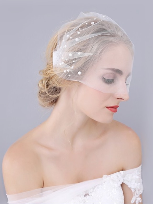  One-tier Cut Edge / Wedding Wedding Veil Birdcage Veils / Wedding Veils with Lace Princess