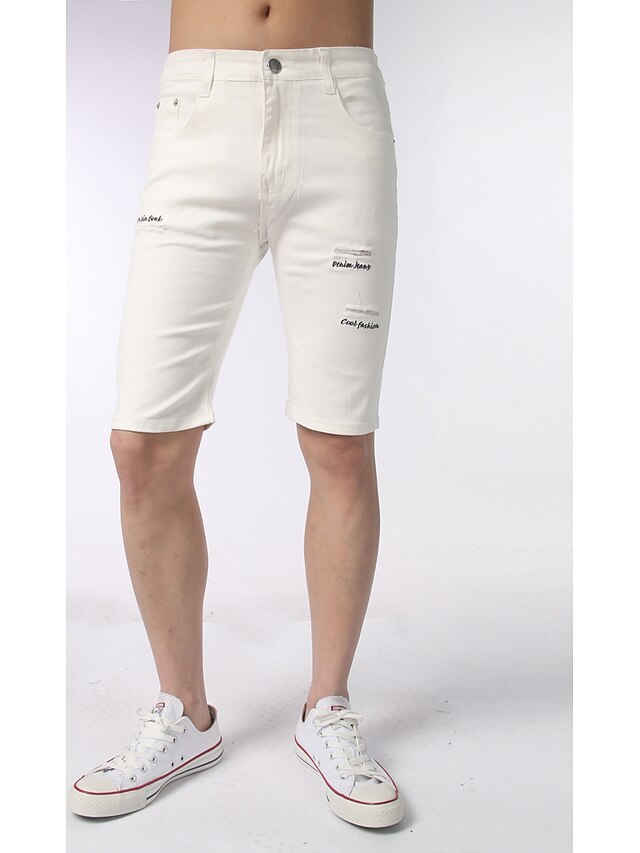  Men's Mid Rise Inelastic Shorts Pants,Simple Slim Solid