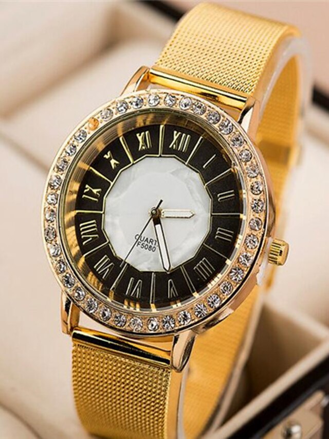  Damen Uhr Modeuhr Quartz Legierung Gold 30 m Analog Weiß Schwarz