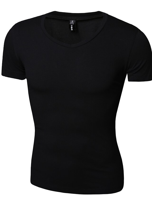 Men's Active Cotton / Polyester T-shirt - Solid Colored Sporty V Neck