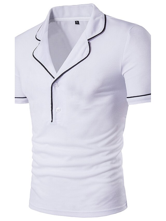  Hombre Camiseta Color sólido Escote Redondo Blanco Negro Manga Corta Diario Tops Algodón Casual / Verano / Verano