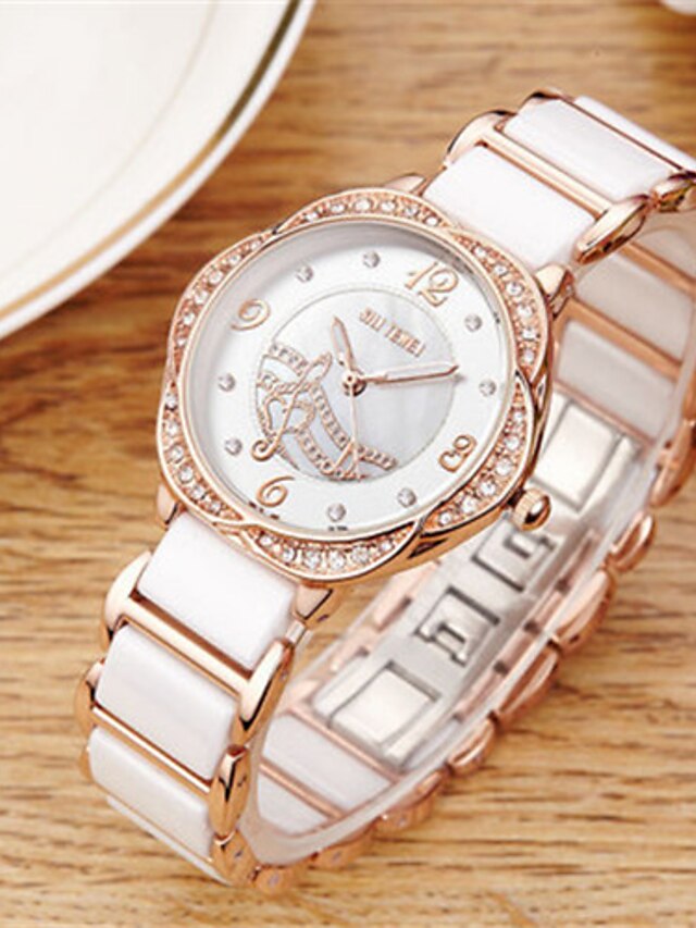  Damen Uhr Armbanduhr Quartz Keramik Weiß 30 m Imitation Diamant Analog Modisch Elegant Weiß