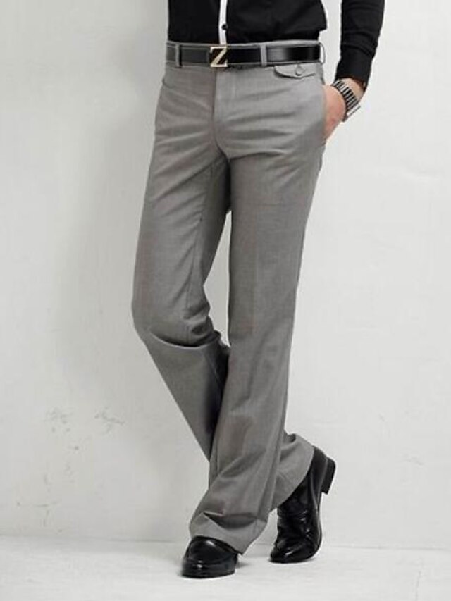  Hombre Chinos Pantalones Pierna recta Color sólido Longitud total Trabajo Básico Negro Gris Claro Microelástico / Verano