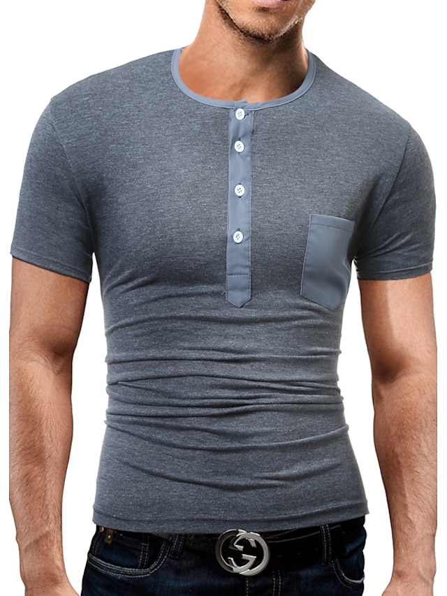  Men's Boho T-shirt - Solid Colored / Solid Color / Short Sleeve