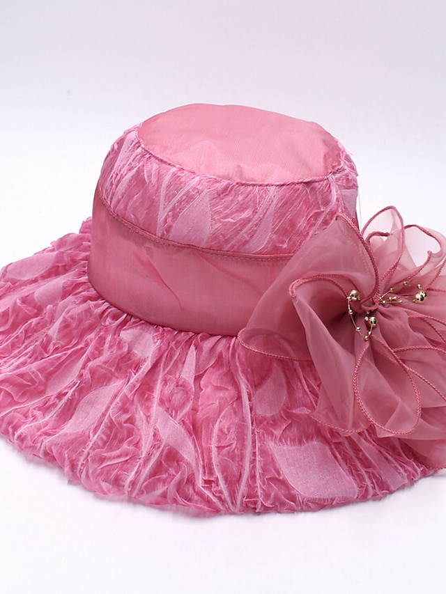  Women's Organza Bucket Hat Floppy Hat Sun Hat,Hat Flower Solid Spring/Fall Summer Mixed Color