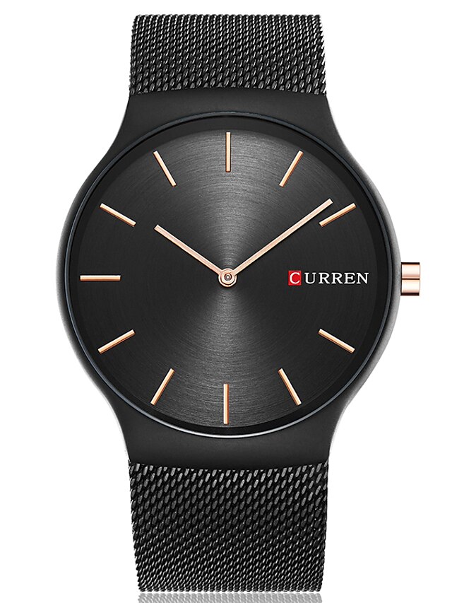  CURREN Herre Armbåndsur Quartz Rustfrit stål Sort / Guld 30 m Sej Stor urskive Analog Luksus Afslappet Mode Elegant Minimalistisk - Sort Guld To år Batteri Levetid / Maxell SR626SW