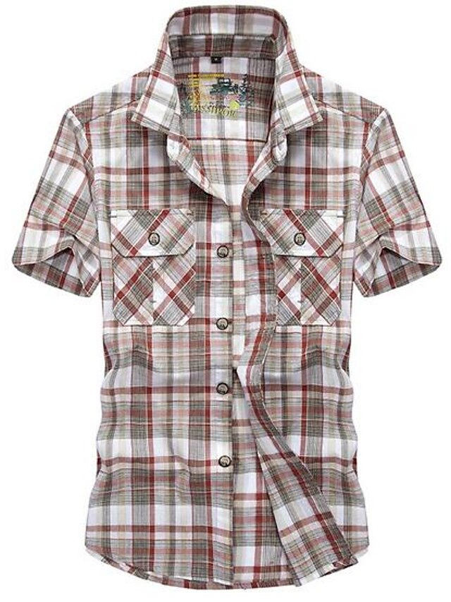  Men's Shirt - Solid Colored Plaid Classic Collar