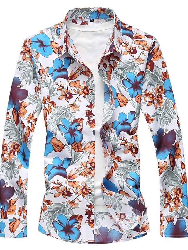 男性用 花のスタイル シャツ フラワー / 長袖