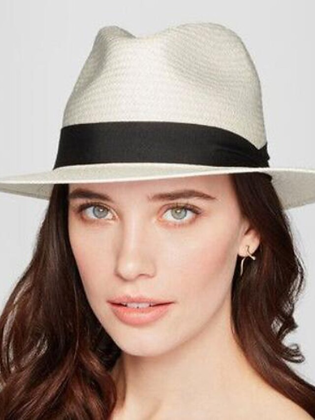  Mujer Sombrero para el sol Microfibra Lino Sombrero Clásico Vintage - Un Color Color puro Primavera Verano Blanco Beige
