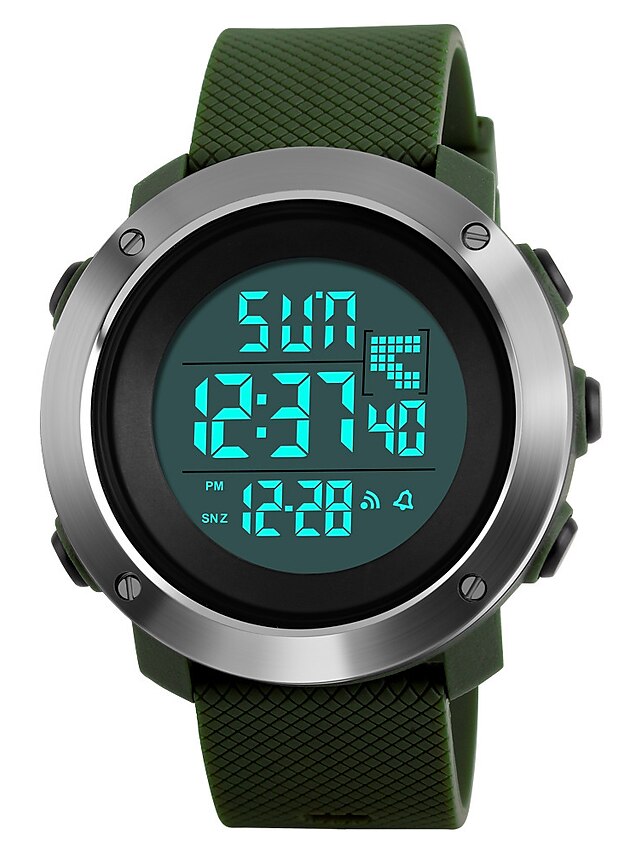  SKMEI Men's Sport Watch Military Watch Wrist Watch Digital Fashion Water Resistant / Waterproof Alarm Calendar / date / day Digital Black Green Gray / Two Years / Stainless Steel / Quilted PU Leather