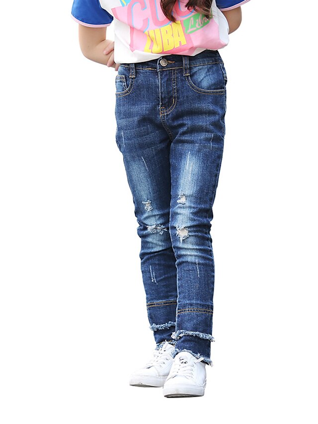  בנות ג'ינס אחיד כותנה פוליאסטר גרפיקה מודפסת תלת מימדית