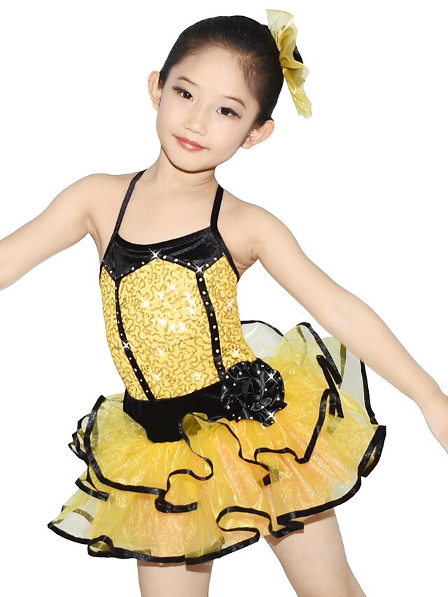  Ținute de Dans Copii Balet Jazz Straturi Cristale / Strasuri Performanță Fără manșon Natural Organza Lycra Poliester / Dans modern