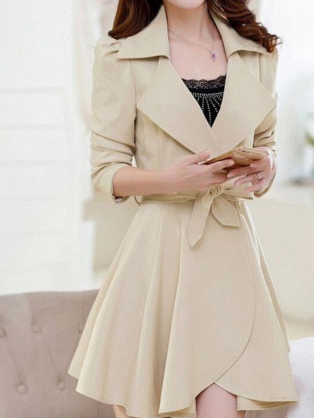  Women's Daily Ruffled Spring/Fall Coat,Solid Peter Pan Collar Half Sleeve Regular Cotton