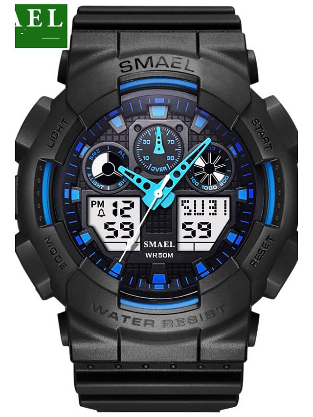  Men's Sport Watch Military Watch Smartwatch Quartz Digital Charm Water Resistant / Waterproof Analog - Digital Blue Green Gray / Silicone / Two Years / Alarm / Calendar / date / day / LED