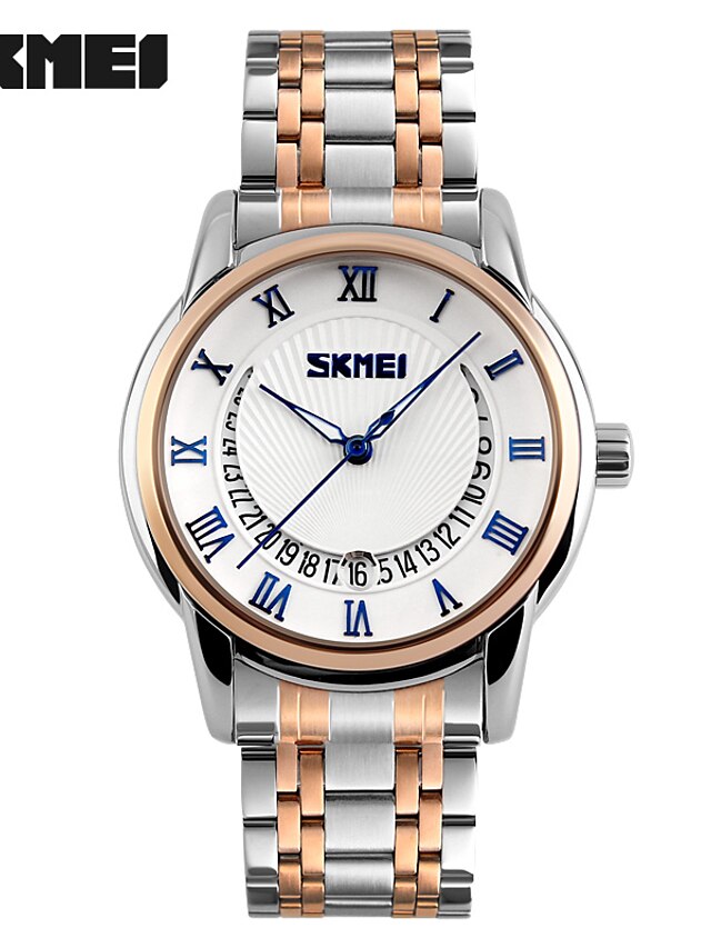  SKMEI Men's Fashion Watch Wrist watch Quartz Stainless Steel Band Silver