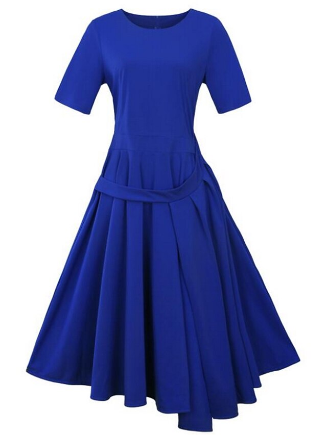 Women's Sheath Dress Short Sleeve Blue Dusty Rose Solid Colored Summer Plus Size Cotton Asymmetrical Red Blushing Pink Royal Blue Light Green L XL XXL 3XL 4XL 5XL 6XL