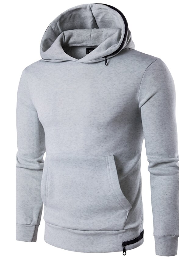  Men's Sports Simple Long Sleeve Hoodie - Solid Colored Hooded Black / Spring / Fall