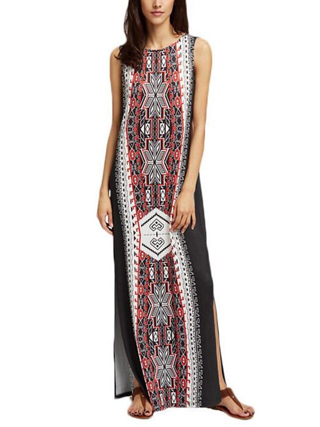  Women's Street chic Shift Dress Retro / Print Maxi