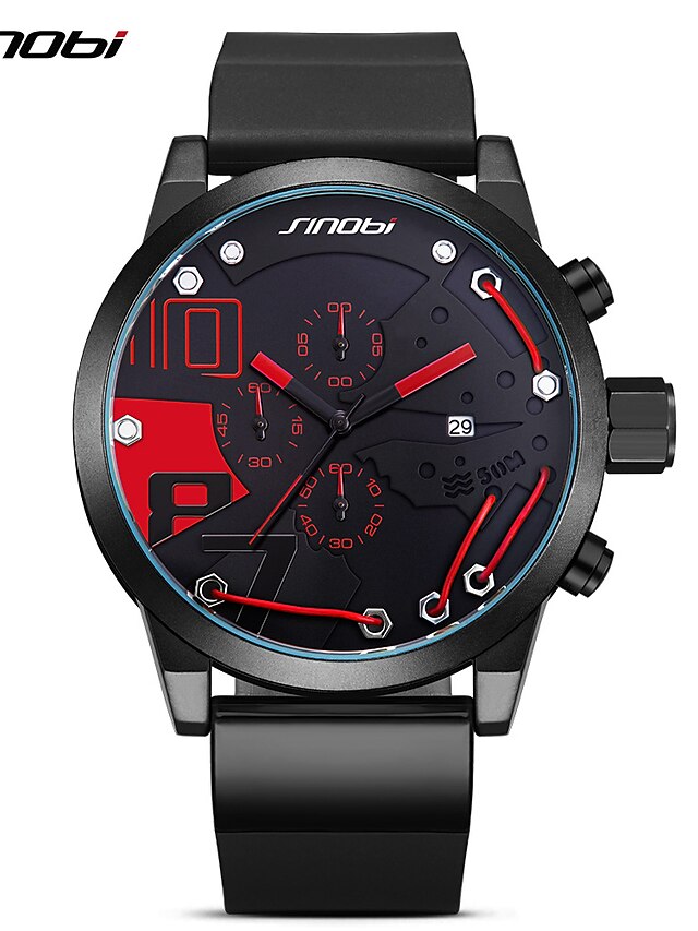  SINOBI Per uomo Orologio sportivo Orologio da polso Giapponese Quarzo Di similpelle trapuntata Nero 30 m Calendario Cronografo Creativo Analogico-digitale Elegante Di tendenza - Nero / Rose Red