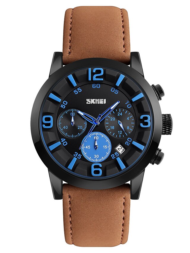  SKMEI Men's Sport Watch Wrist Watch Japanese Quartz 30 m Water Resistant / Water Proof Calendar / date / day Stopwatch Silicone Band Analog Black / Brown - Brown Red Blue
