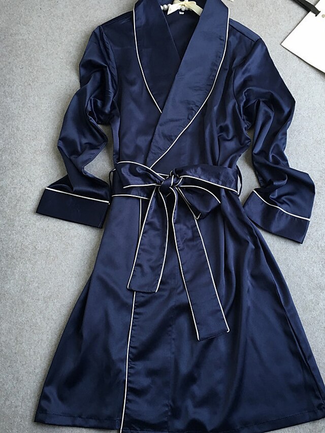  Women's Satin Robes Nightwear Solid Colored / V Neck