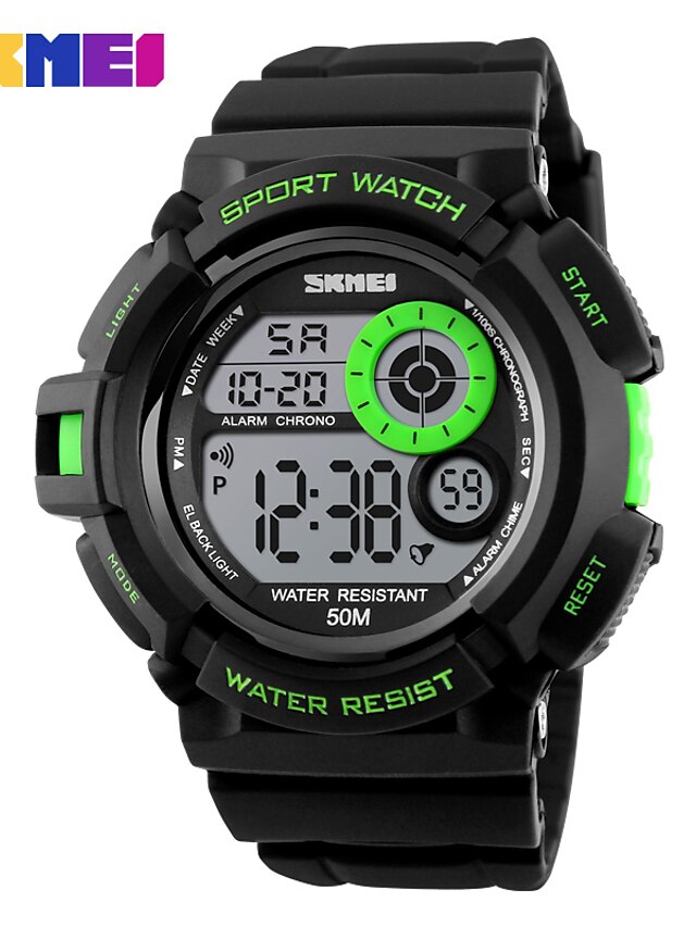  SKMEI Men's Sport Watch Wrist Watch Digital Watch Digital Charm Digital Golden Black Yellow / Quilted PU Leather