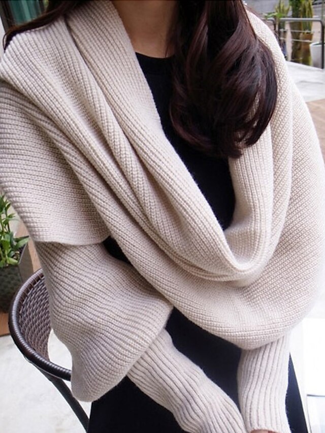  Women's Sweater Rectangle Scarf - Solid Colored