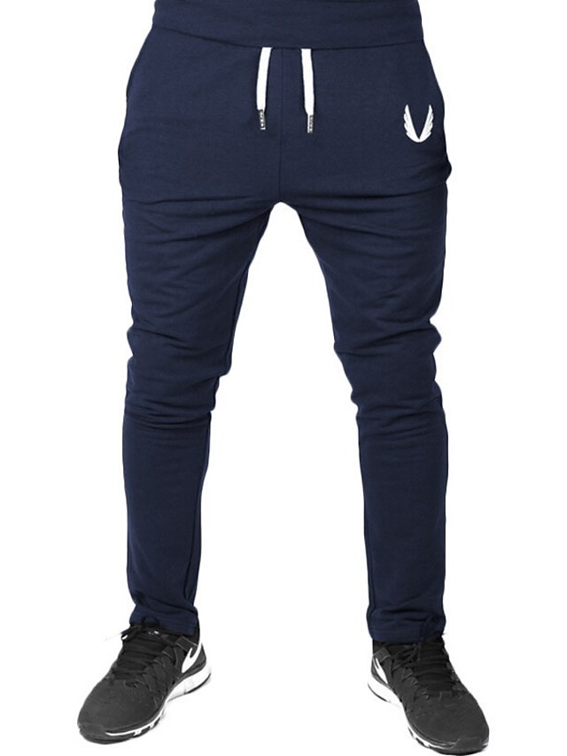  Men's Casual / Active / Street chic Cotton / Polyester / Spandex Harem / Loose / Active Pants - Solid Colored Embroidered / Sports / Club