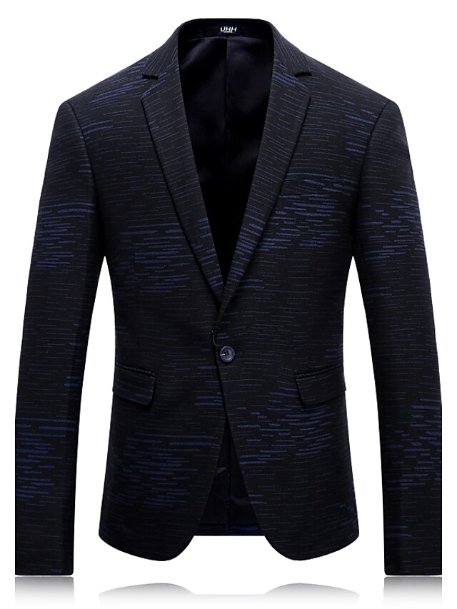  Men's Notch lapel collar Blazer Regular Solid Colored Daily Simple Casual Winter Long Sleeve Blue / Wine M / L / XL