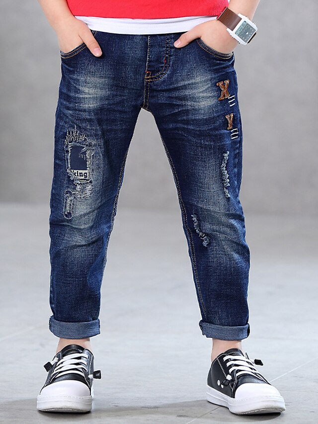  Boys Jeans Patchwork Cotton 3D Printed Graphic