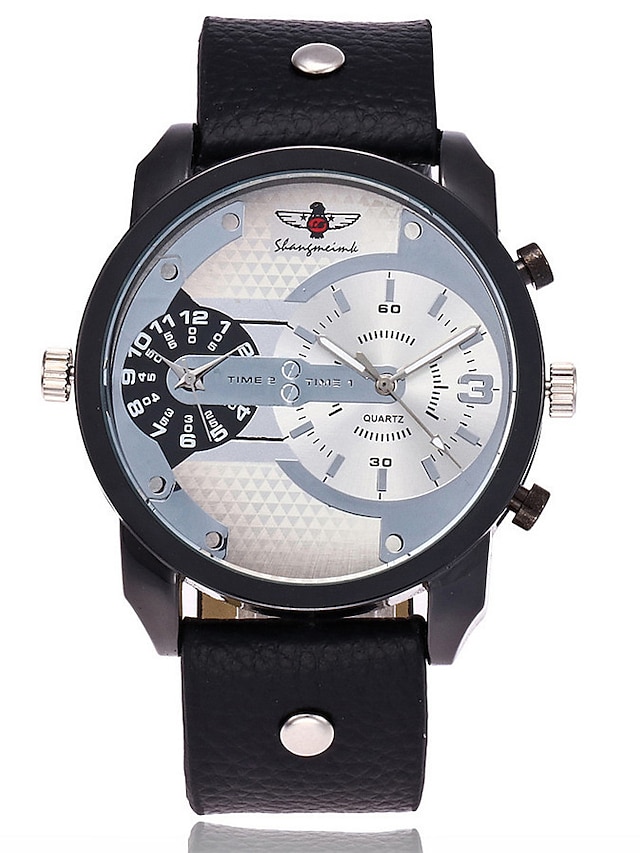  Homens Relógio Esportivo / Relógio Militar / Relógio de Pulso Chinês Mostrador Grande Couro Banda Amuleto / Luxo / Casual Preta / Azul / Marrom