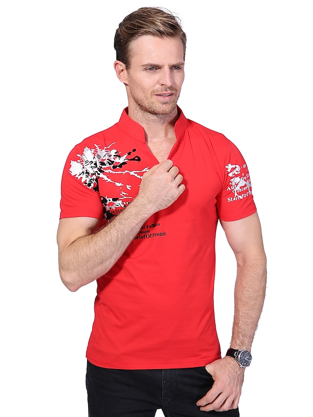  Men's Plus Size Cotton Polo Print / Please choose one size larger according to your normal size. / Short Sleeve
