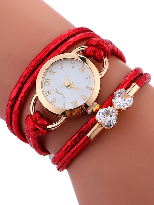 Women's Bracelet Watch Quartz Ladies Water Resistant / Waterproof Creative Analog White Red Blue / Stainless Steel / Quilted PU Leather
