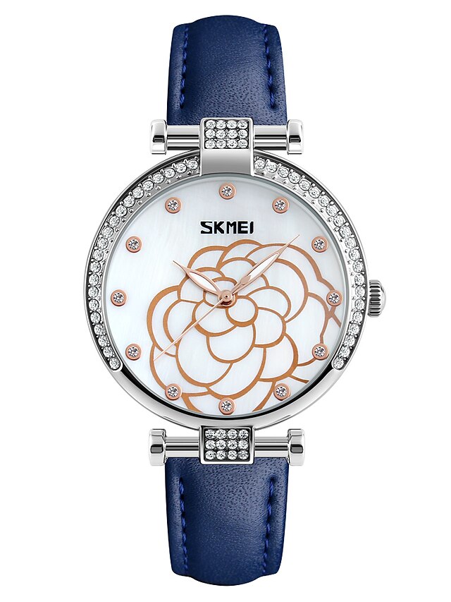 SKMEI Women's Wrist Watch Japanese Water Resistant / Water Proof / Creative / Cool Leather Band Luxury / Casual / Fashion White / Blue /