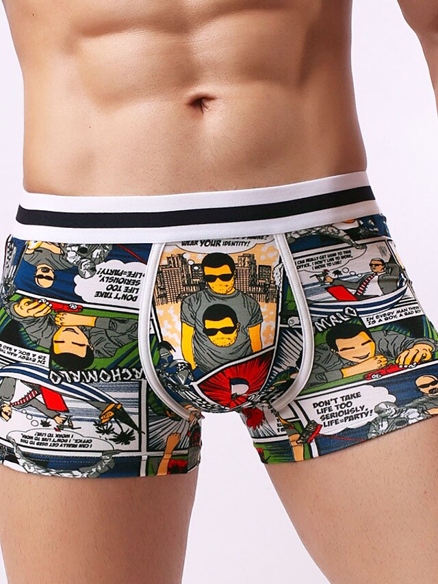  Heren Print Super Sexy Boxer shorts Grafisch 1 Stuk Grijs S M L