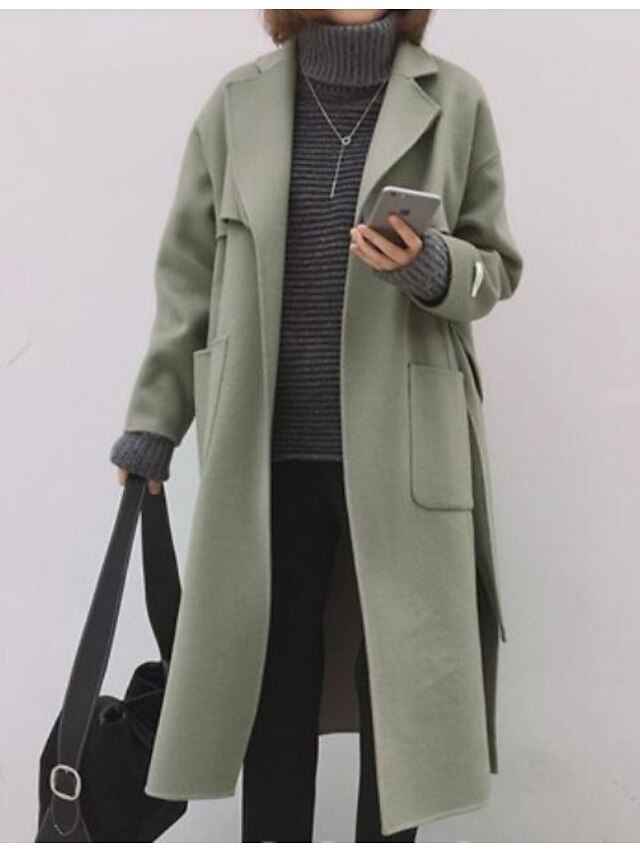  Women's Simple Cotton Coat - Solid Colored V Neck / Spring / Fall