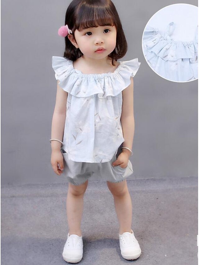 Mädchen 3D Bedruckt Kleidungsset Sommer Baumwolle