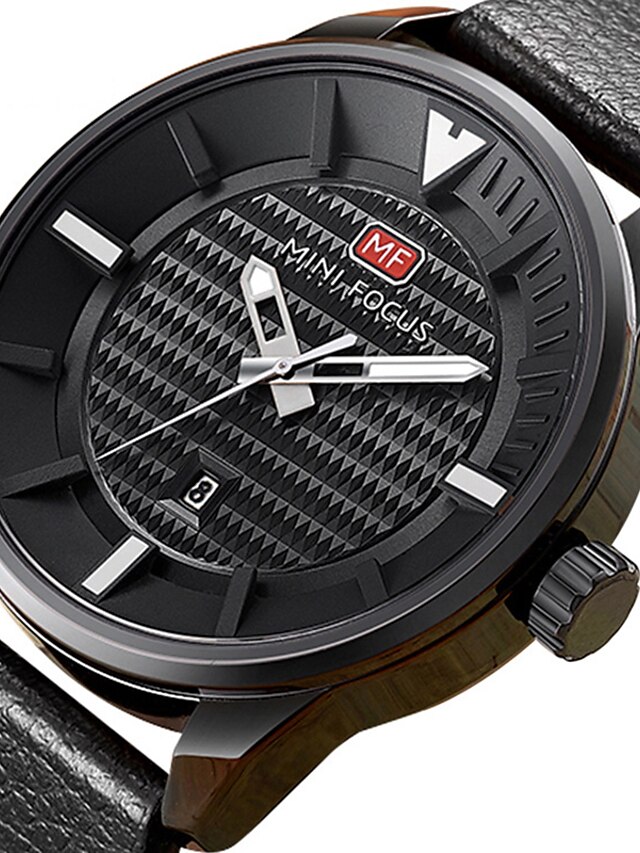  Men's Sport Watch Wrist Watch Quartz Genuine Leather Black / Brown 30 m Calendar / date / day Creative Cool Analog Charm Luxury Casual Fashion Elegant - Black Brown