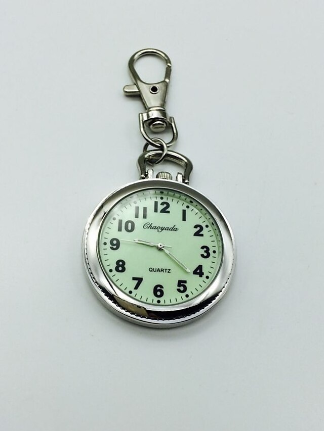  Herrn Damen Uhr mit Schlüsselanhänger Revers-Uhr Quartz Großes Ziffernblatt Legierung Band Silber