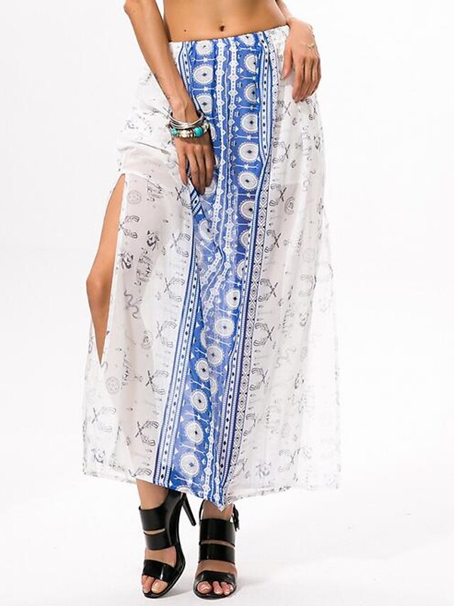  Women's Going out Midi Skirts Swing Print Summer