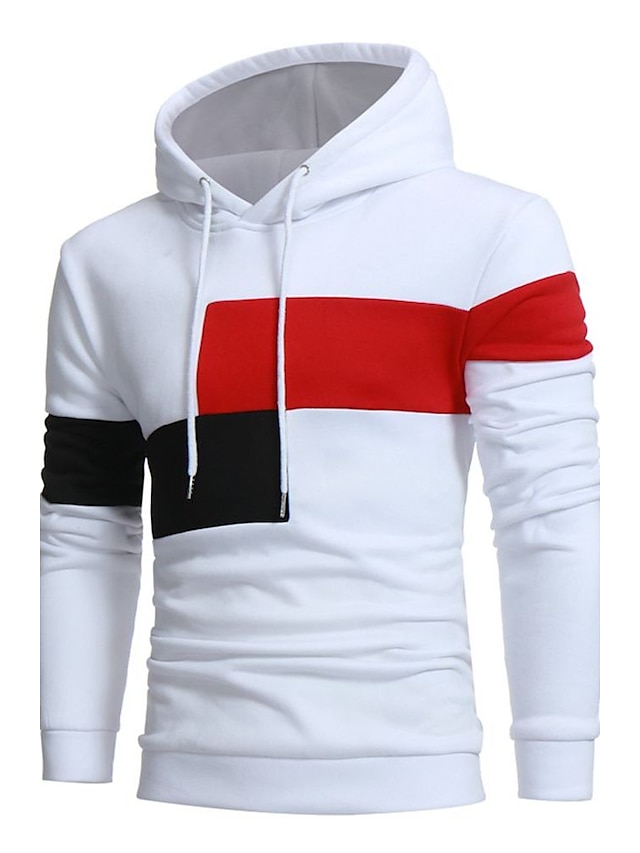 Mens Clothing Mens Hoodies & Sweatshirts | Mens Hoodie Color Block Round Neck Daily Weekend Active Hoodies SweatshirtsLong Sleev