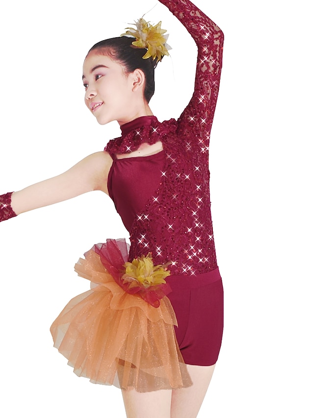  Ballet Lace Sequin Women's Performance Long Sleeve Natural Lace Tulle Lycra / Modern Dance / Jazz