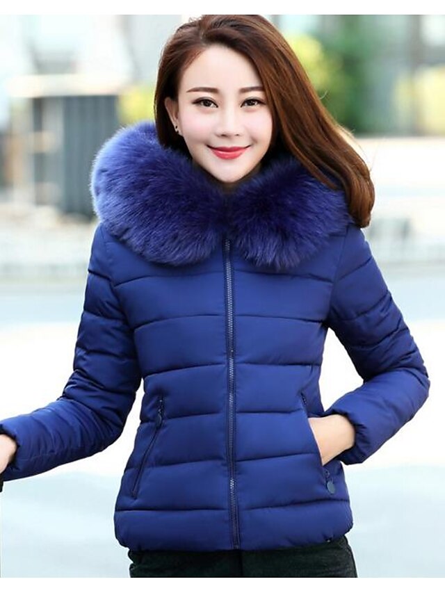  Damen Daunen Mantel Einfach Aktiv Ausgehen Solide Gestreift Druck-Baumwolle Acryl Andere Polypropylen Langarm